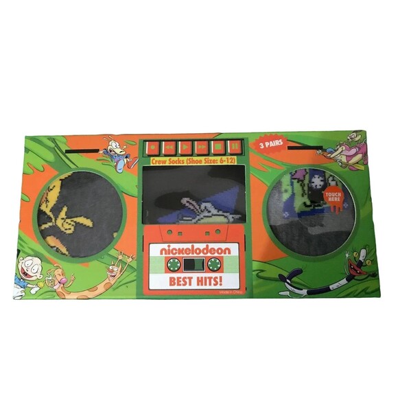 Nickelodeon Best Hits! Men's Crew Socks (3 Pairs) - Picture 1 of 4
